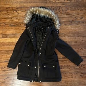 Express Wool-blend Coat with Detachable Hood